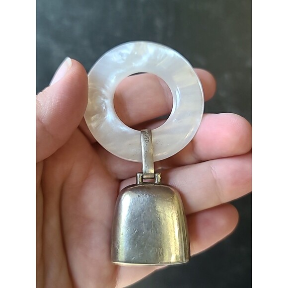 Vintage WEB Sterling Personalized Bell Lucite Ring Baby Teething Rattle - Picture 3 of 10